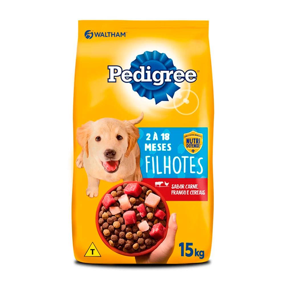 Ração Pedigree Para Cães Filhotes Raças Médias e Grandes Carne, Frango e Cereais 15kg