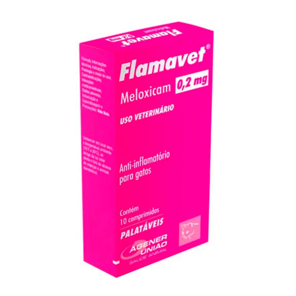 Flamavet 0,2mg Para Gatos Agener União Blíster Com 10 Comprimidos