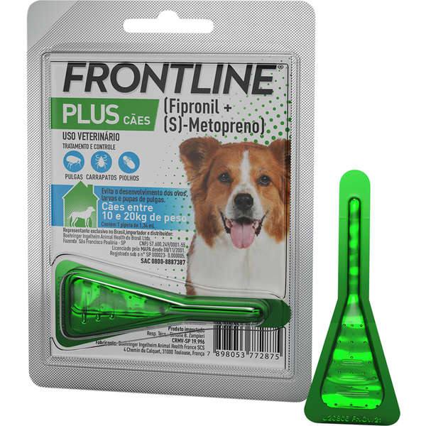 Frontline Plus Antipulgas e Carrapatos Para Cães 10 a 20kg