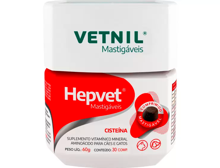 Suplemento Hepvet Mastigáveis Vetnil C/30 Comprimidos