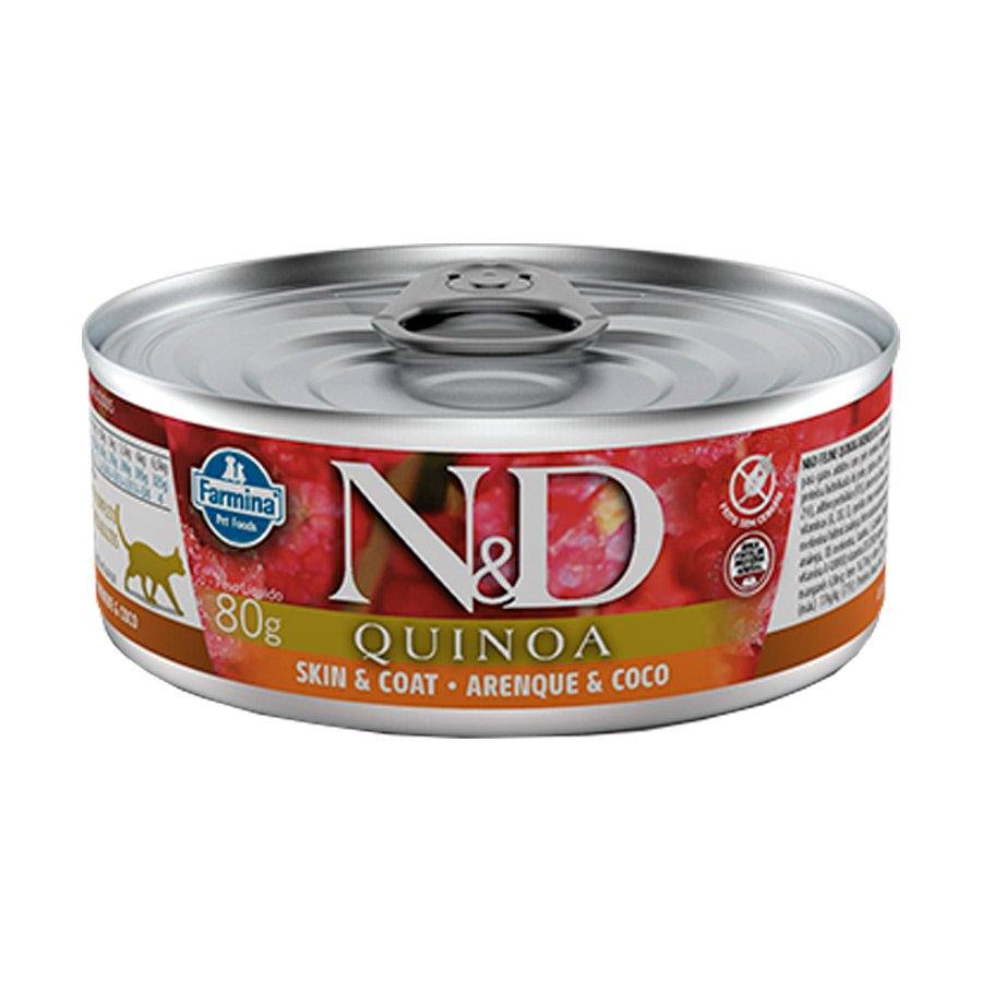 Ração Úmida Lata N&D para Gatos Quinoa Skin e Coat Arenque e Coco 80g