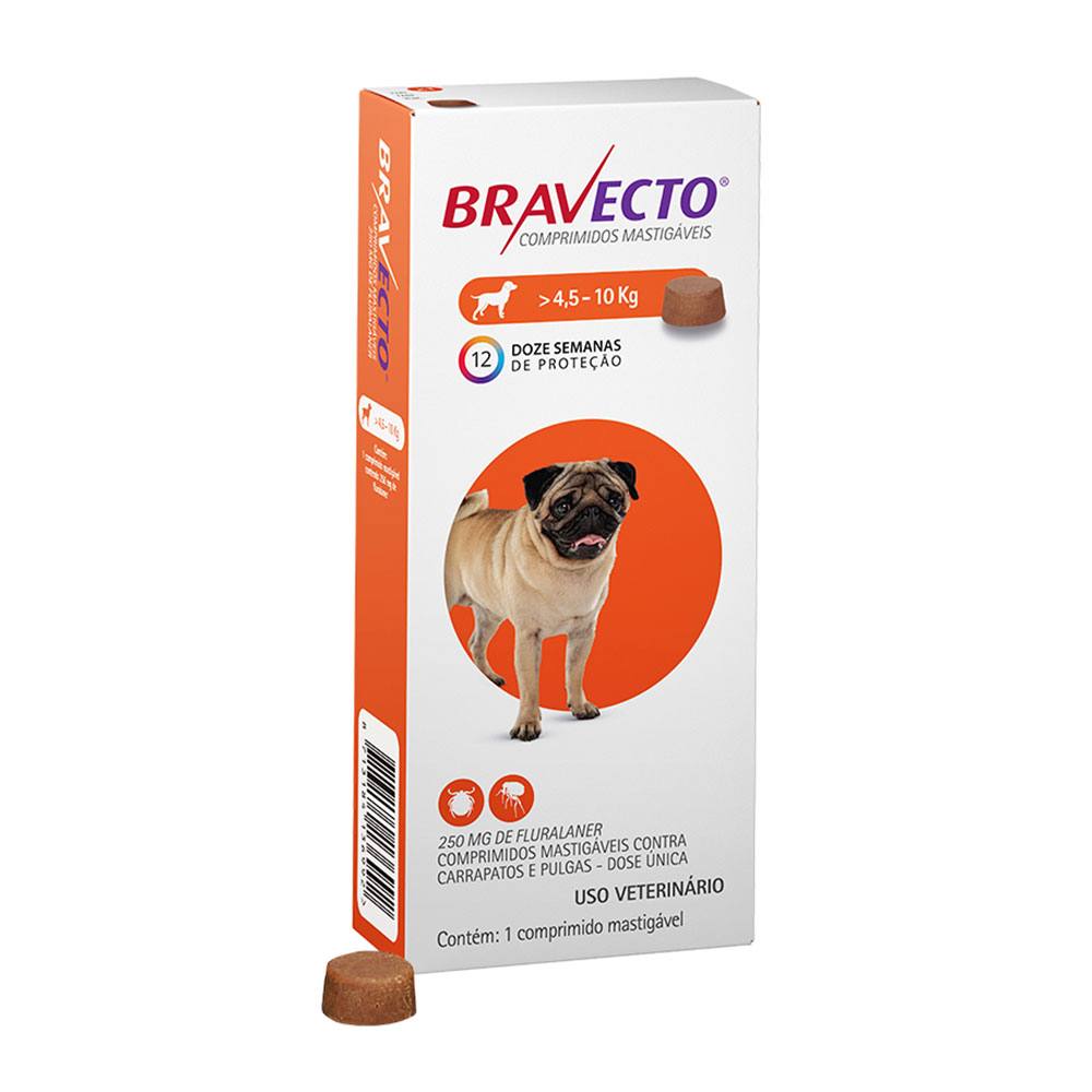 Bravecto Antipulgas E Carrapatos MSD Para Cães 4,5 Até 10Kg