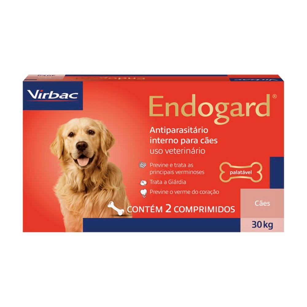 Vermífugo Endogard Para Cães até 30kg Virbac 2 comprimidos
