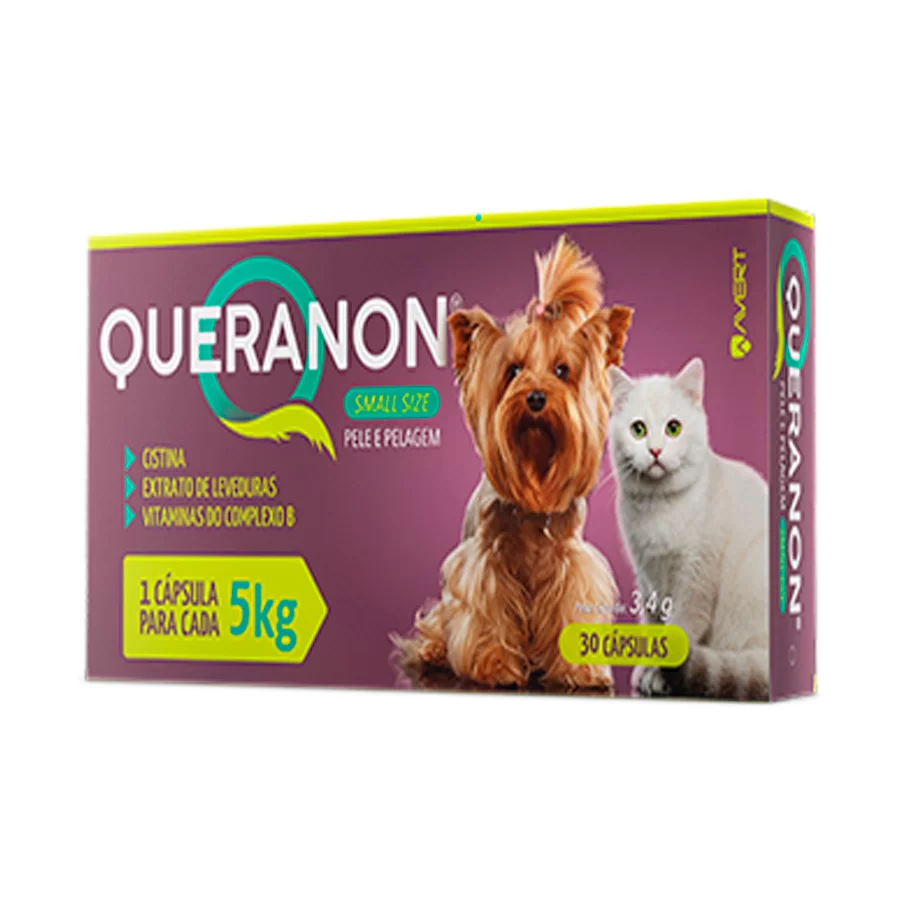 Suplemento Queranon Para Cães E Gatos Small Size Avert 30 Cápsulas