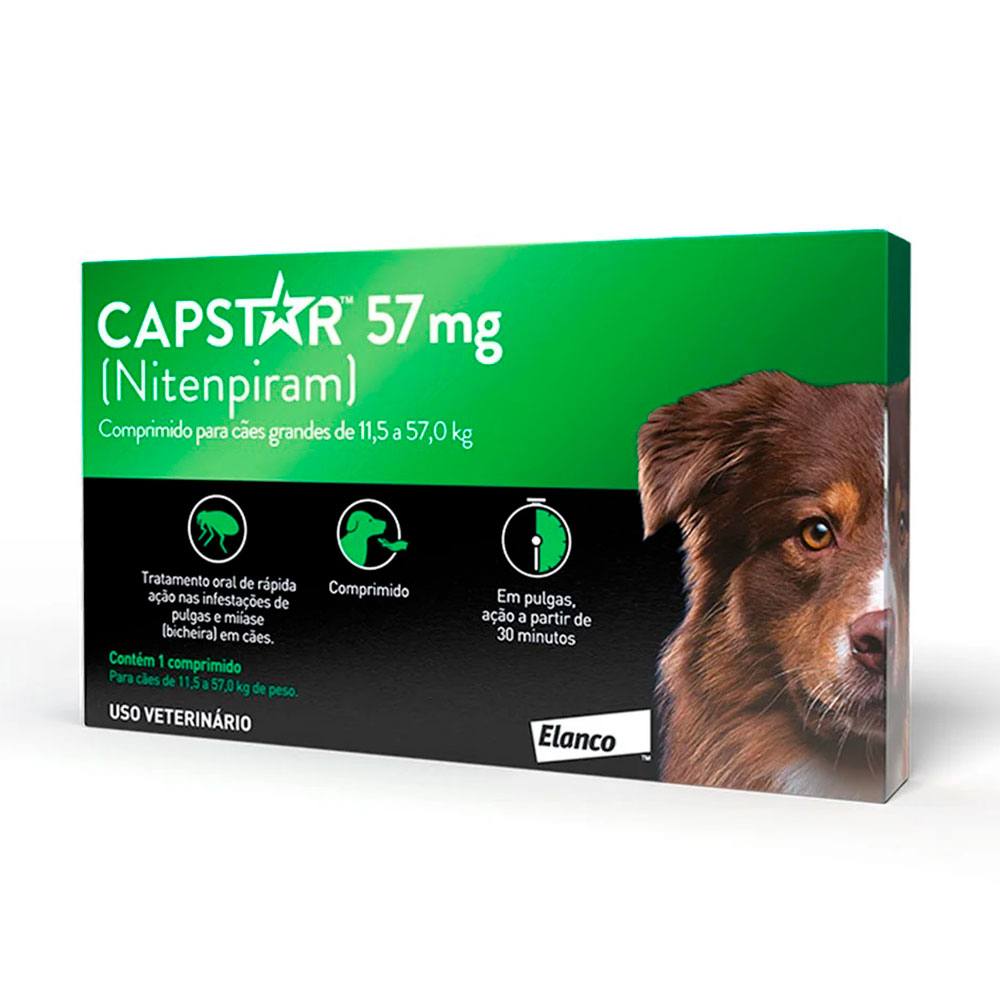 Antipulgas Capstar 57mg para Cães de 11,4 Até 57kg 1 Comprimido