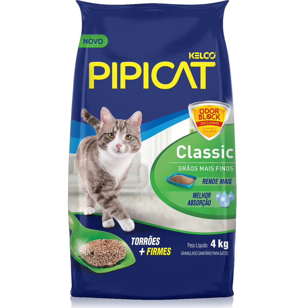 Areia Higiênica Pipicat Classic Para Gatos 4kg