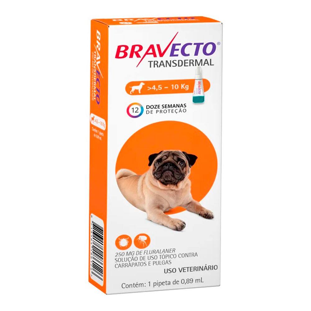 Bravecto Transdermal Antipulgas e Carrapatos MSD Para Cães 4,5 A 10kg
