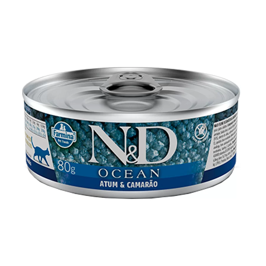 Raçõa Úmida N&D Feline Ocean - Atum e Camarão 80g