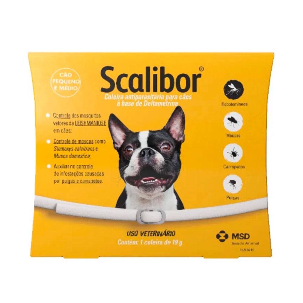 Coleira Antipulgas Scalibor Cães Pequenos e Médios 48cm