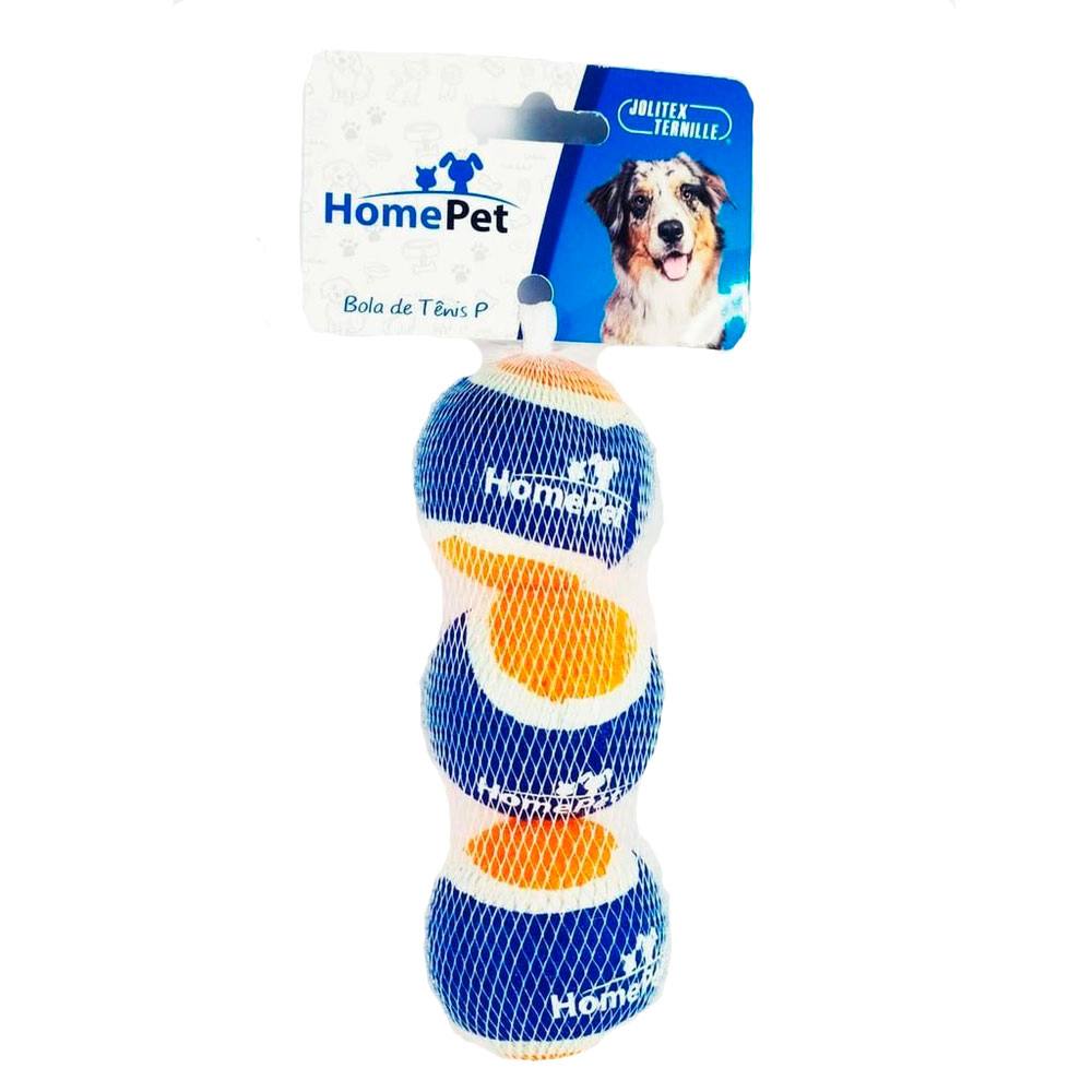 Bola De Tênis Mini Para Cães 4,4cm Homepet com 3 Unidades