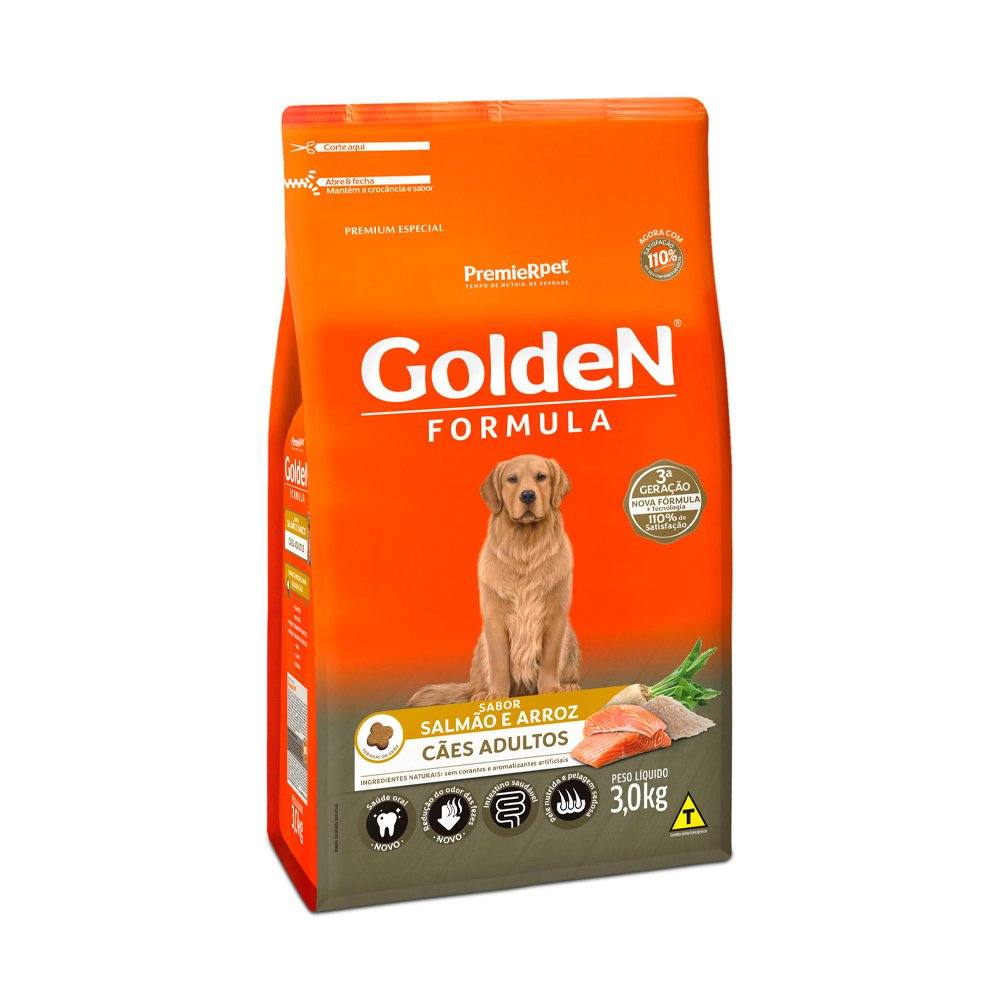Ração Golden Fórmula Cães Adultos Salmão e Arroz 3kg