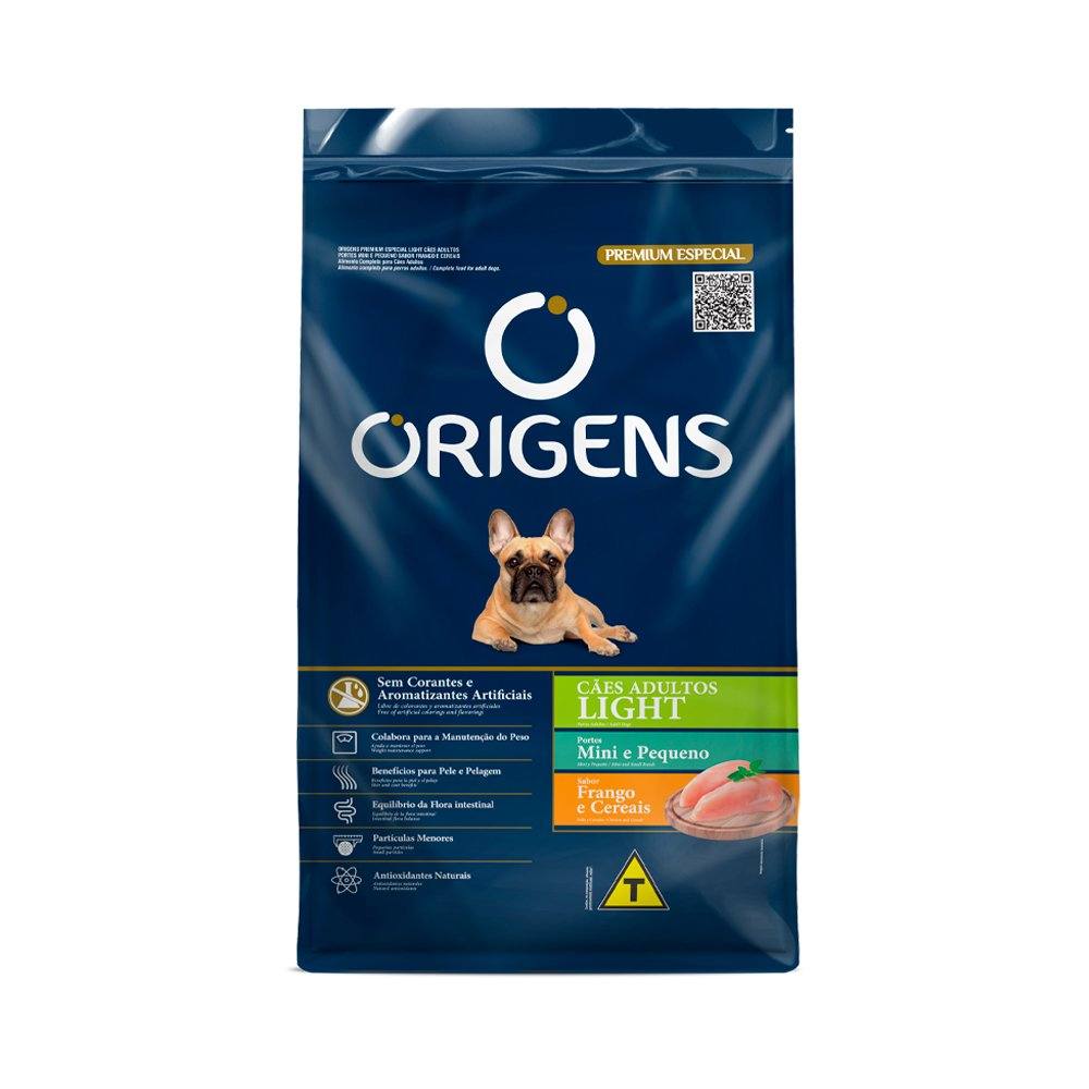 Ração Origens Cães Adultos Light Porte Mini e Pequeno Frango e Cereais - 1kg