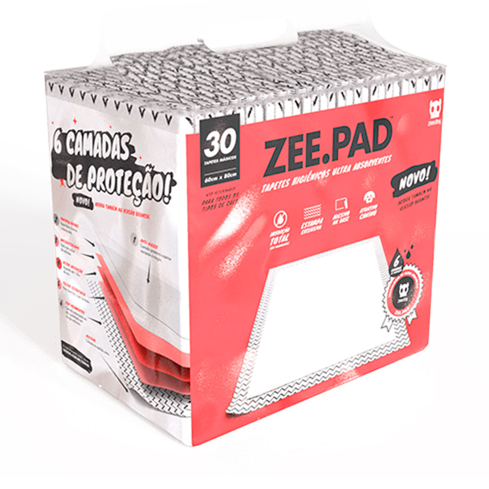 Tapete Higiênico Zee.Pad Zee.Dog Branco 30 Unidades