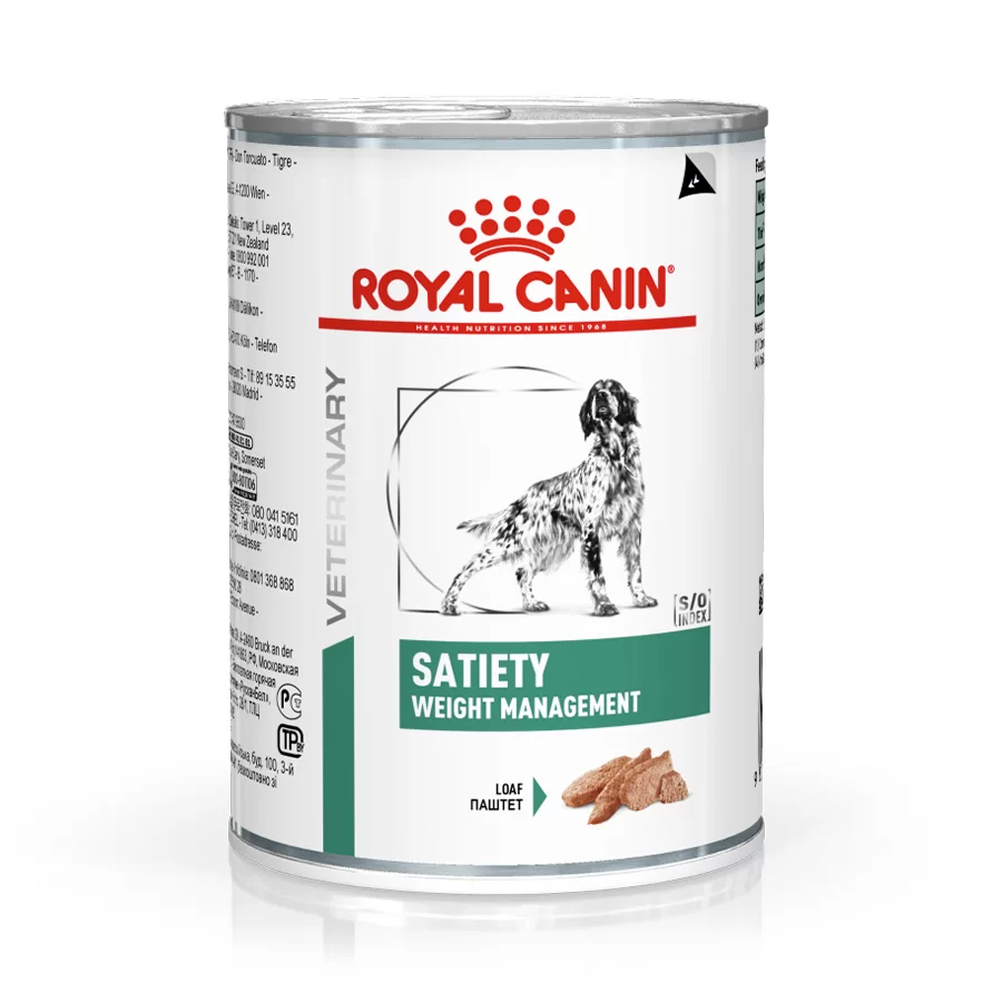 Ração Royal Canin Lata Canine Veterinary Satiety Support Wet Para Cães Adultos Obesos 410g