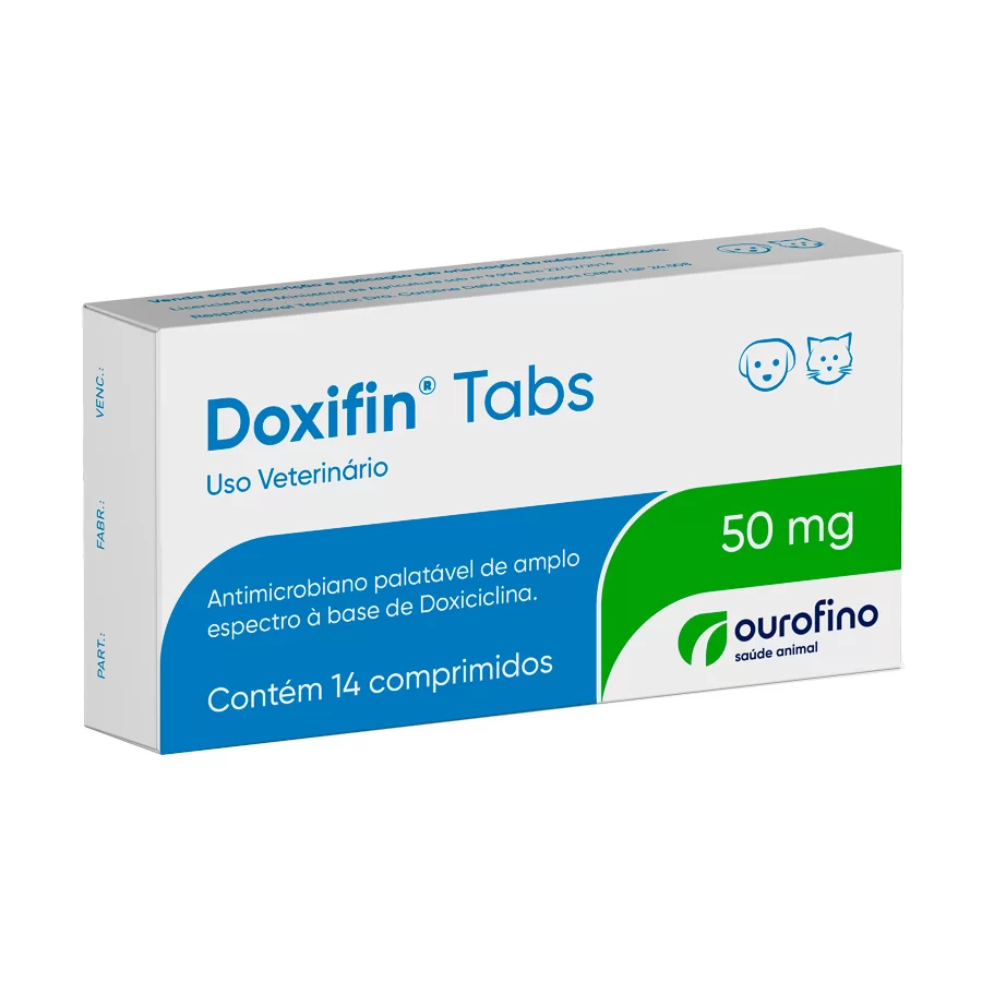 Antibiótico Ourofino Doxifin Tabs Para Cães E Gatos 50mg