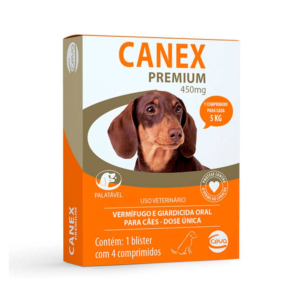 Vermífugo Canex Premium 450mg Para Cães Até 5kg Ceva