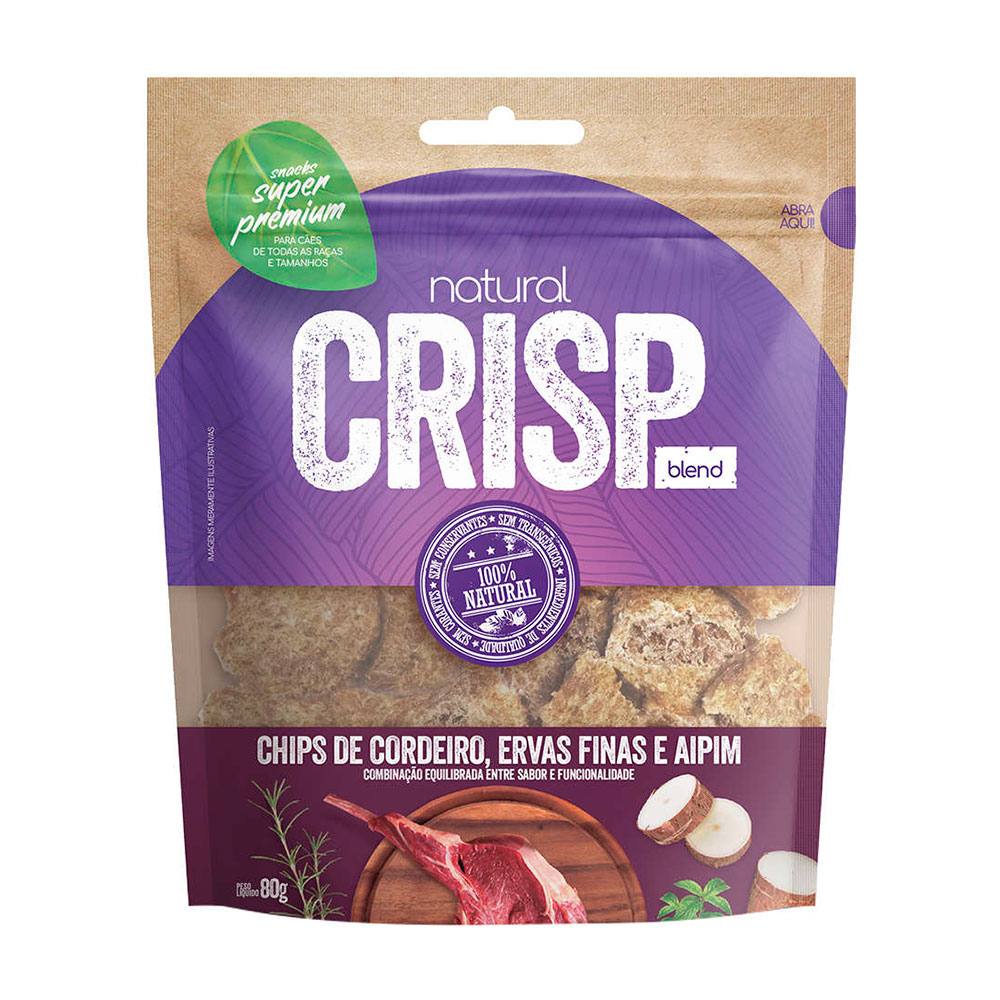 Petisco Snack Natural Crisp Blend Para Cães Chips Cordeiro, Ervas Finas e Aipim 80g