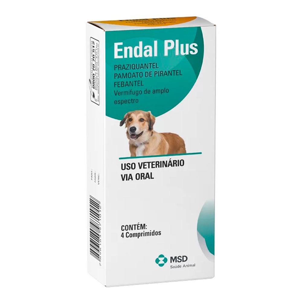 Vermífugo Endal Plus Para Cães MSD 4 Comprimidos