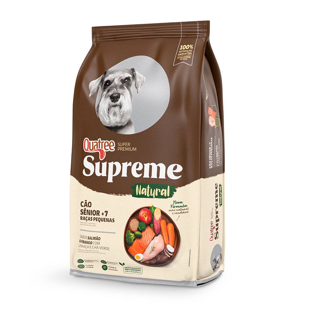 Ração Quatree Supreme Cães Sênior 7+ Raças Pequenas Salmão e Frango 10,1kg