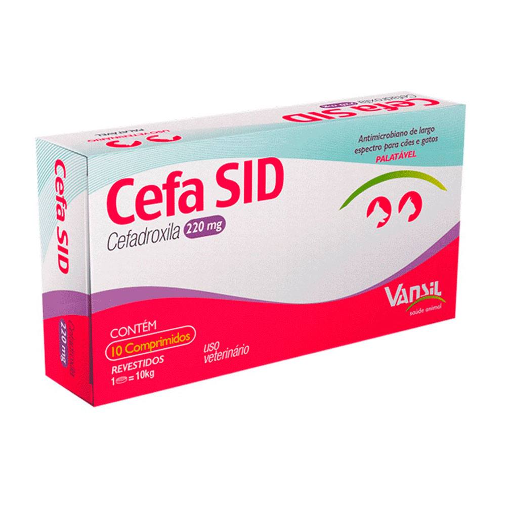 Cefa Sid 220mg Antimicrobiano Para Cães e Gatos 10 Comprimidos