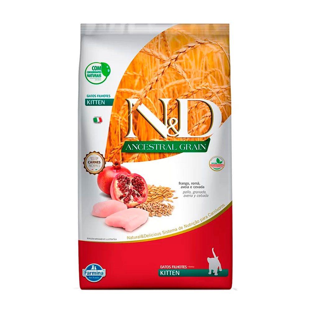 Ração Farmina N&D Ancestral Grain Para Gatos Filhotes Sabor Frango, Romã, Aveia e Cevada 400g
