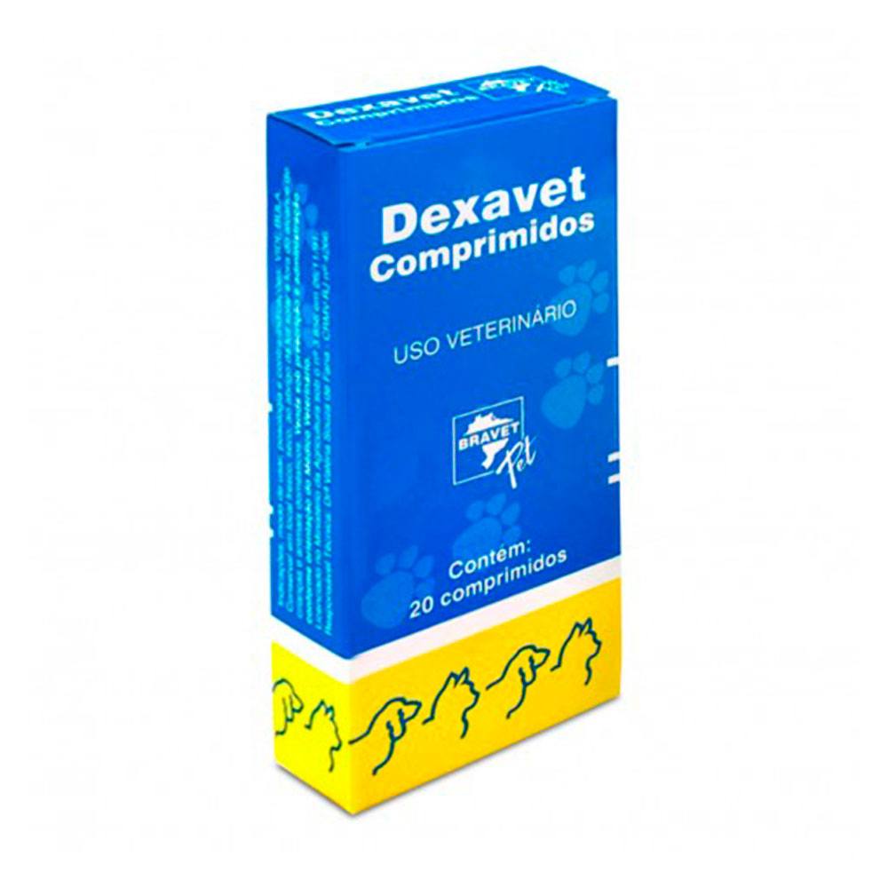 Dexavet Anti-inflamatório Para Cães e Gatos Bravet Pet 20 Comprimidos