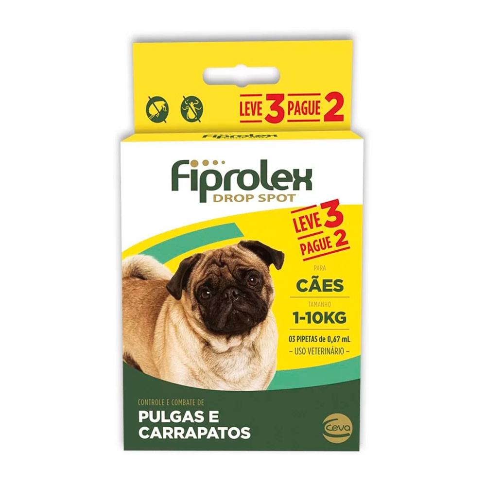 Combo Fiprolex Drop Spot Antipulgas Para Cães Até 10kg Leve 3 Pague 2﻿