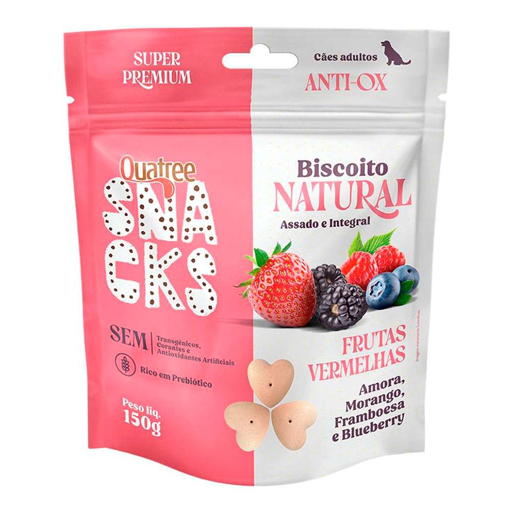 Biscoito Quatree Natural Snacks Para Cães Adultos Frutas Vermelhas 150g