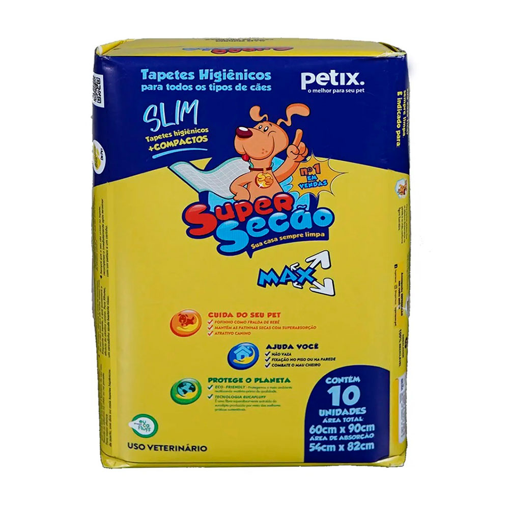 Tapete Higiênico Super Secão Max Slim Petix 10 Unidades