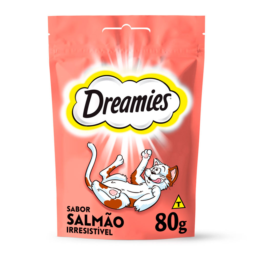 Petisco Dreamies para Gatos Adultos Salmão 80g