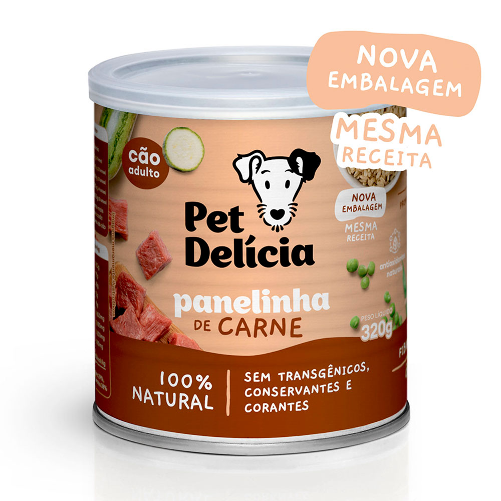 Ração Úmida Para Cães Adultos Pet Delícia Panelinha de Carne 320g