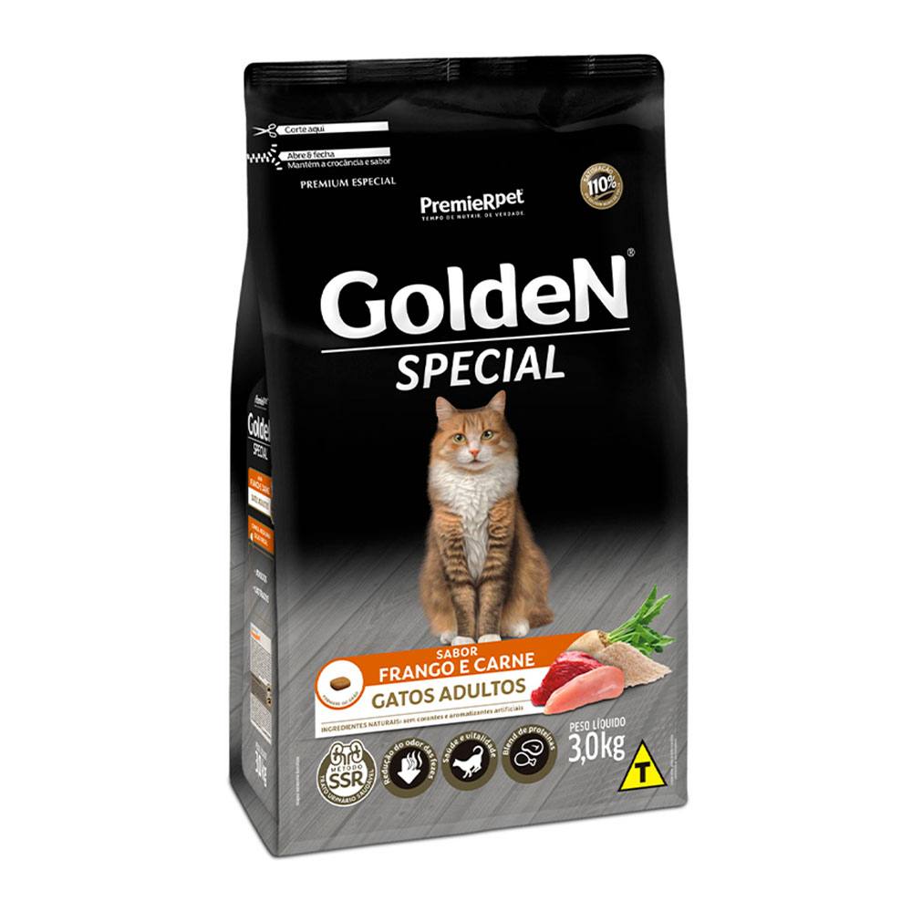 Ração Golden Special Gatos Adultos Frango e Carne 3kg