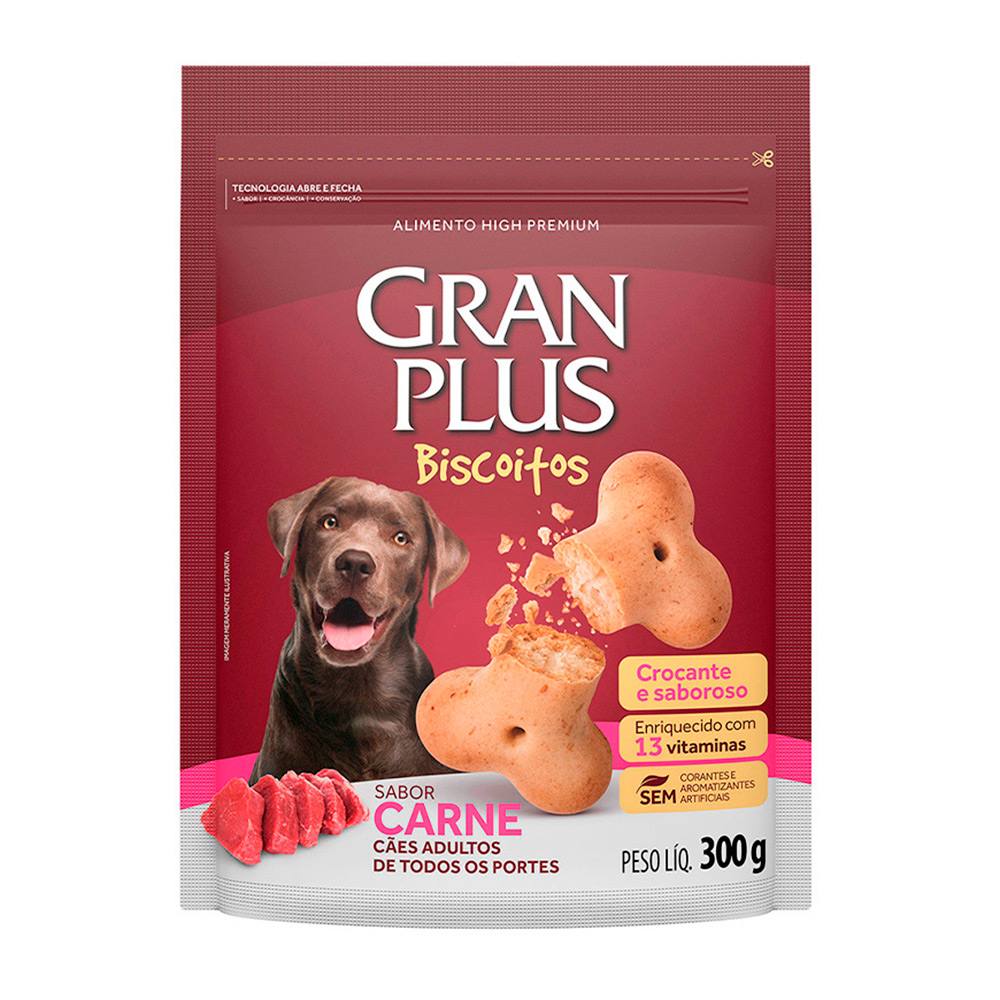 Biscoito GranPlus Para Cães Adultos Sabor Carne 300g