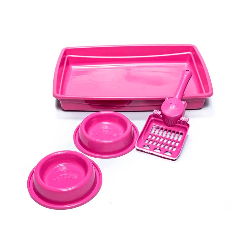 Kit Bandeja Higiênica Pop 4x1 Para Gatos Rosa Pet Injet