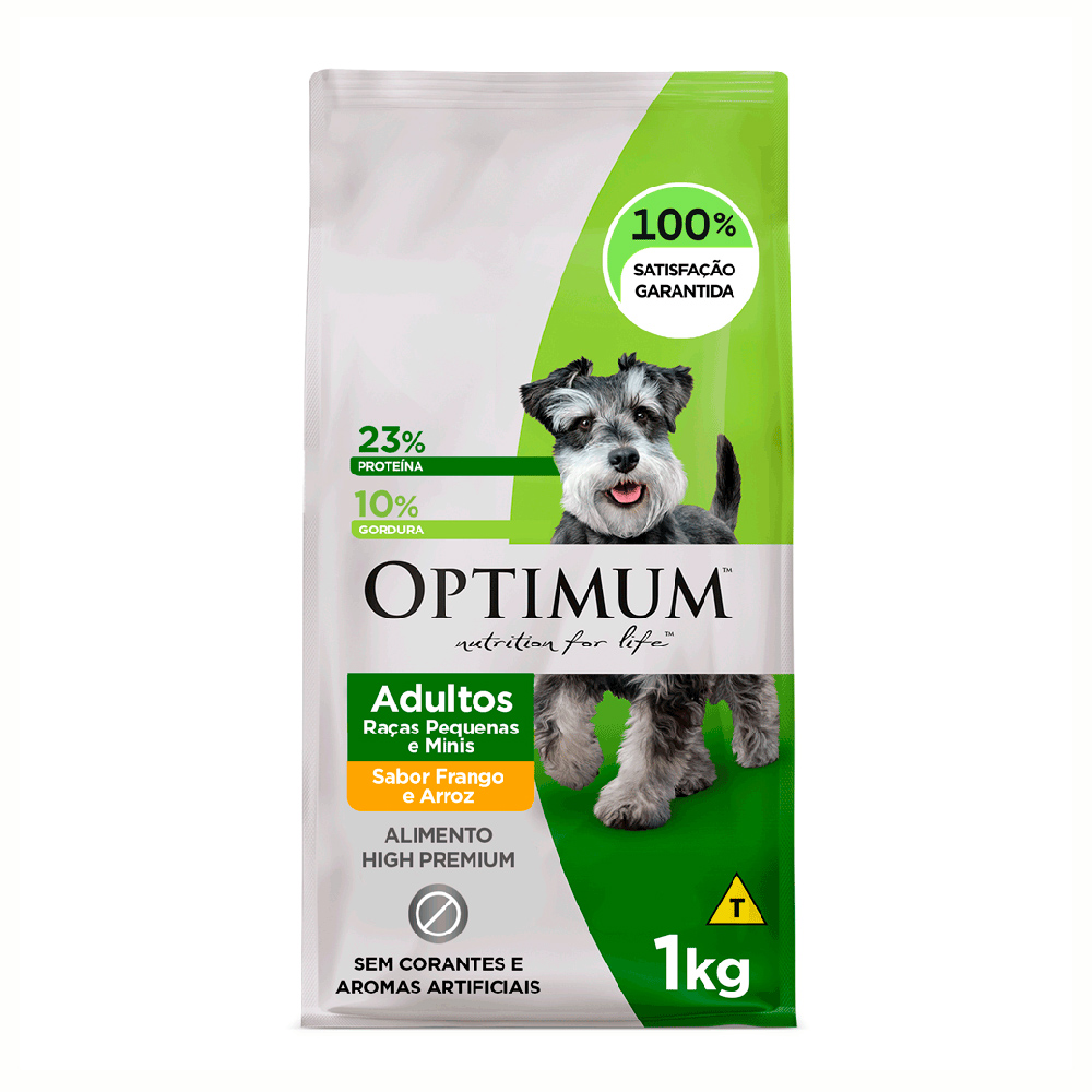Ração Optimum Cães Adultos Raças Pequenas e Mini Sabor Frango E Arroz 1kg