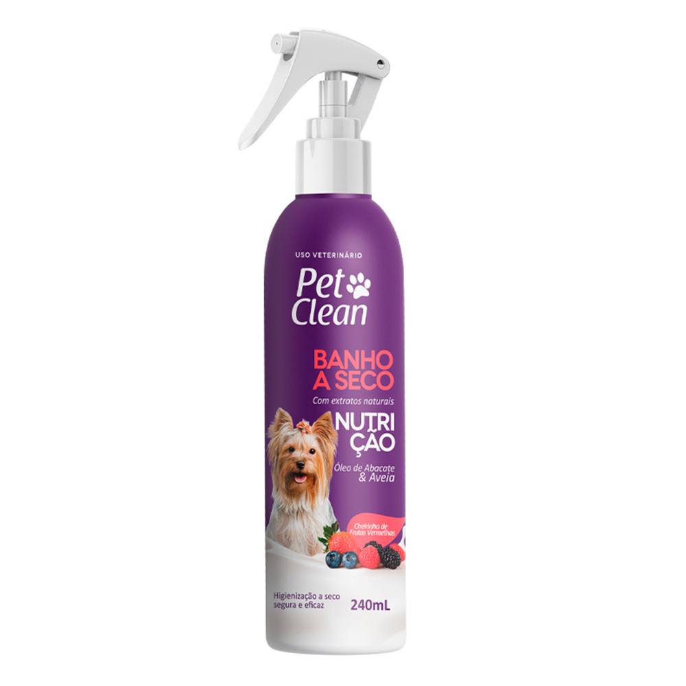 Banho a Seco Nutrição Para Cães e Gatos Óleo de Abacate e Aveia Pet Clean 240mL