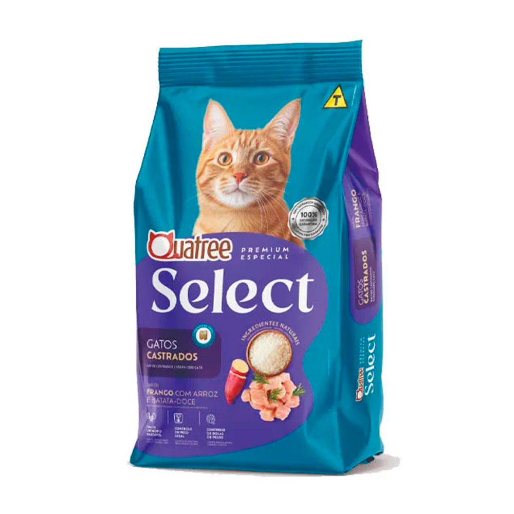 Ração Quatree Select Gatos Castrados Frango e Arroz 10,1kg