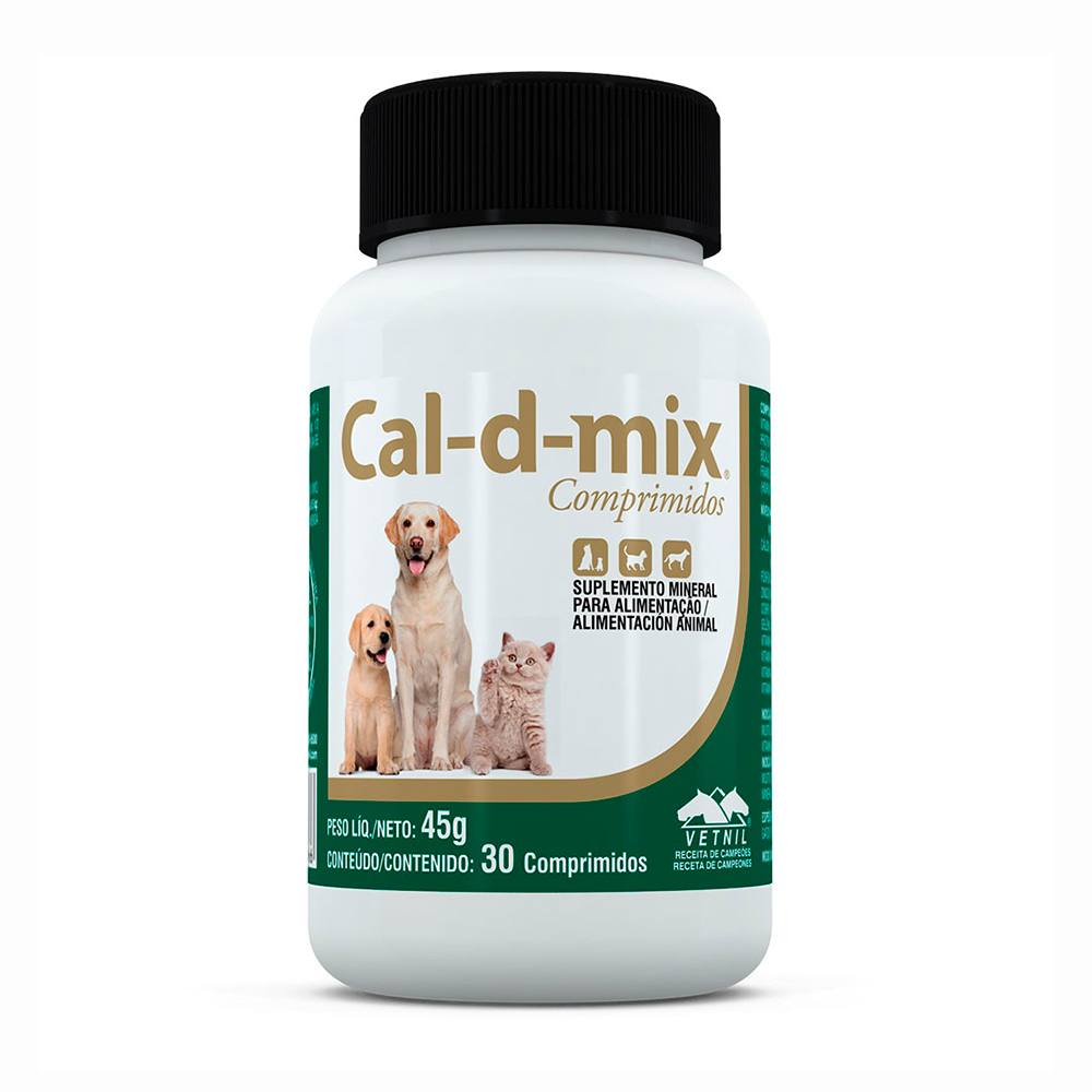 Suplemento Cal-D-Mix Cães e Gatos Vetnil 30 Comprimidos