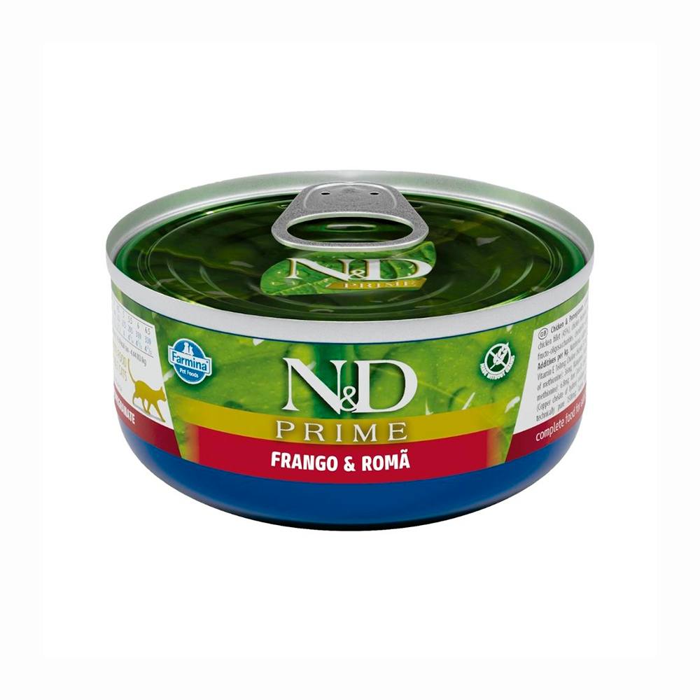 Ração Úmida Lata Farmina N&D Prime Gatos Adultos Frango e Romã 70g