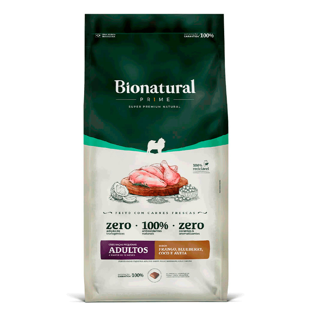 Ração Bionatural Prime Para Cães Adultos Raças Pequenas Sabor Frango 10,1kg