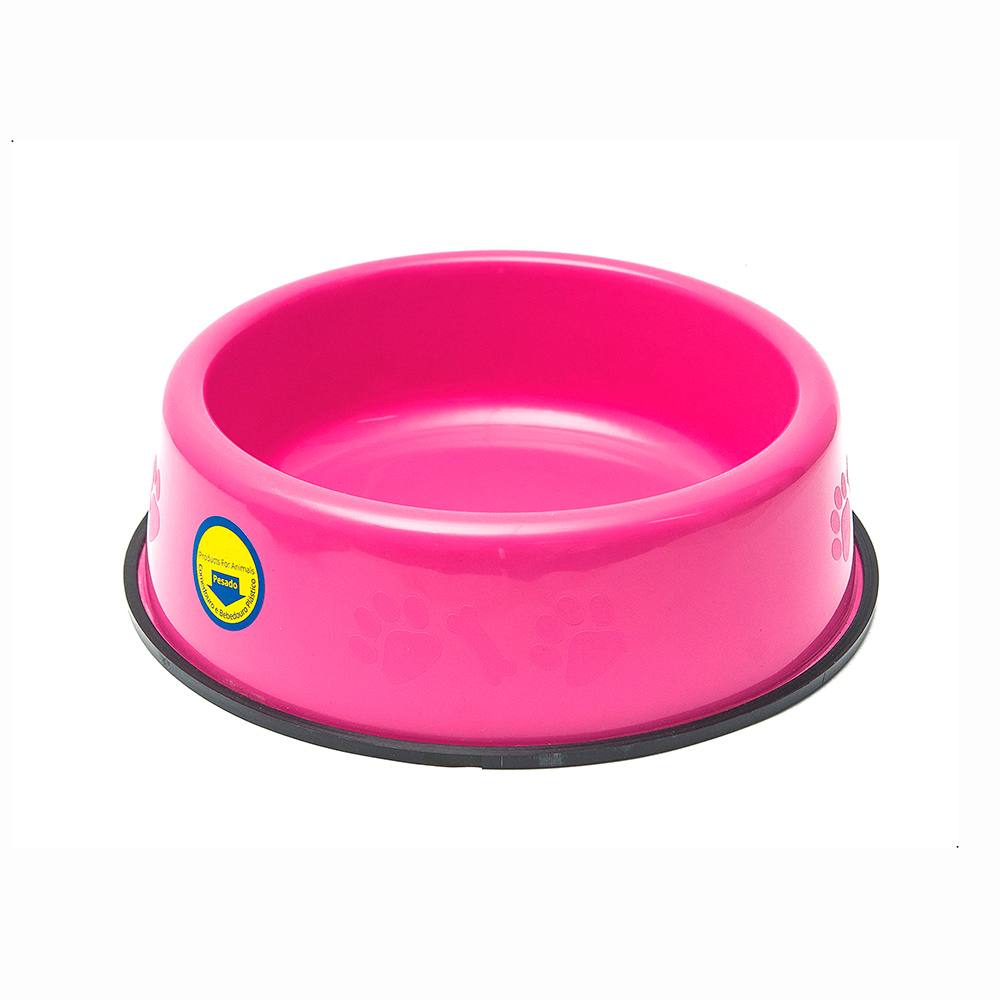 Comedouro Pesado Pata e Osso Para Cães Filhotes Rosa Tudo Pet 300mL