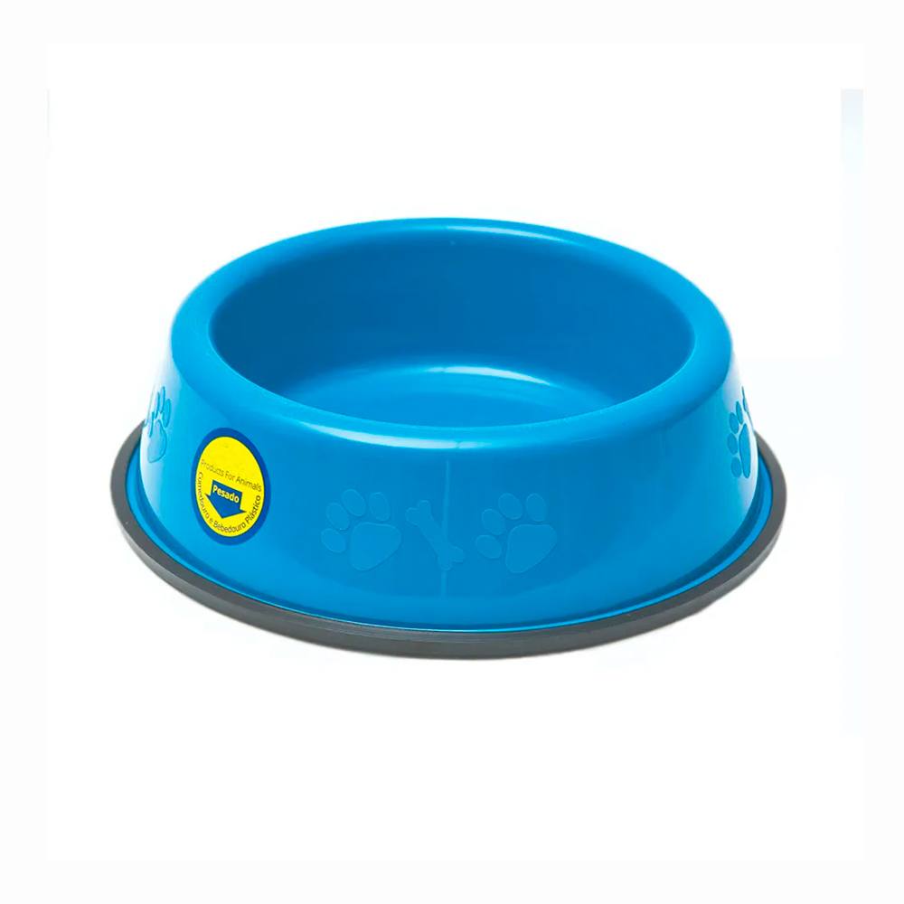 Comedouro Pesado Pata e Osso Para Cães Pequeno Azul Tudo Pet 750ml