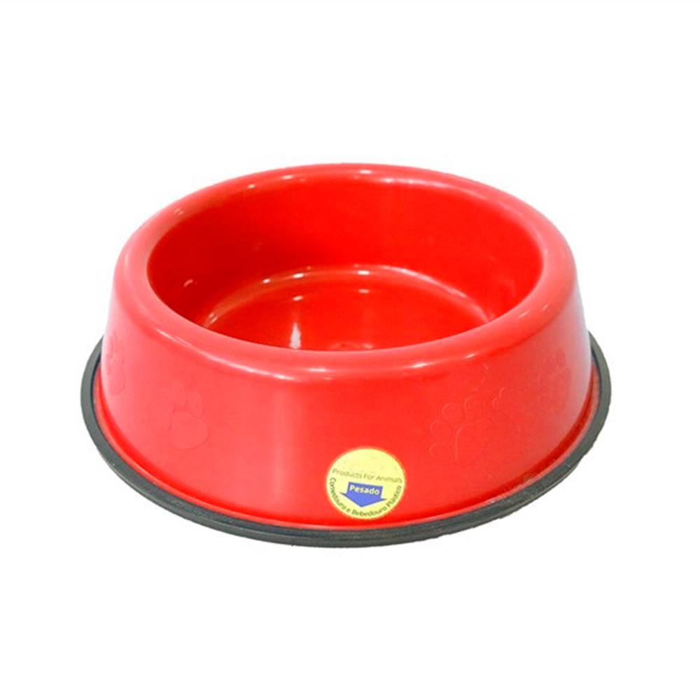 Comedouro Pesado Pata e Osso Para Cães Filhotes Vermelho Tudo Pet 300mL