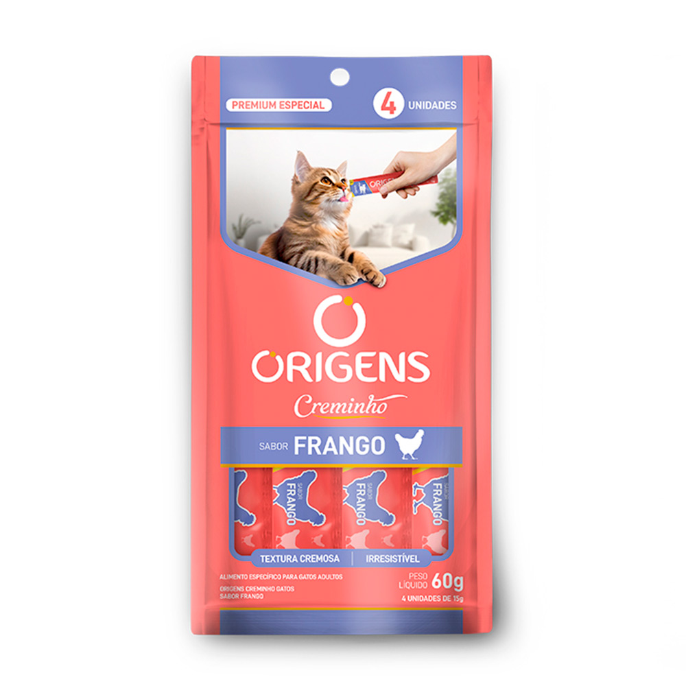 Petisco Origens Creminho Para Gatos Sabor Frango 60g