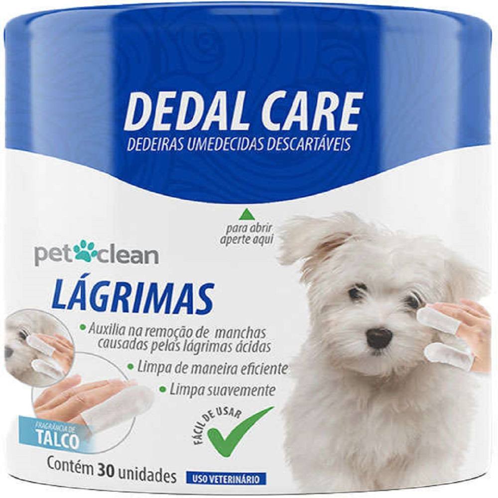 Dedeira Umedecida Dedal Care Limpa Lágrimas Pet Clean 30 Unidades