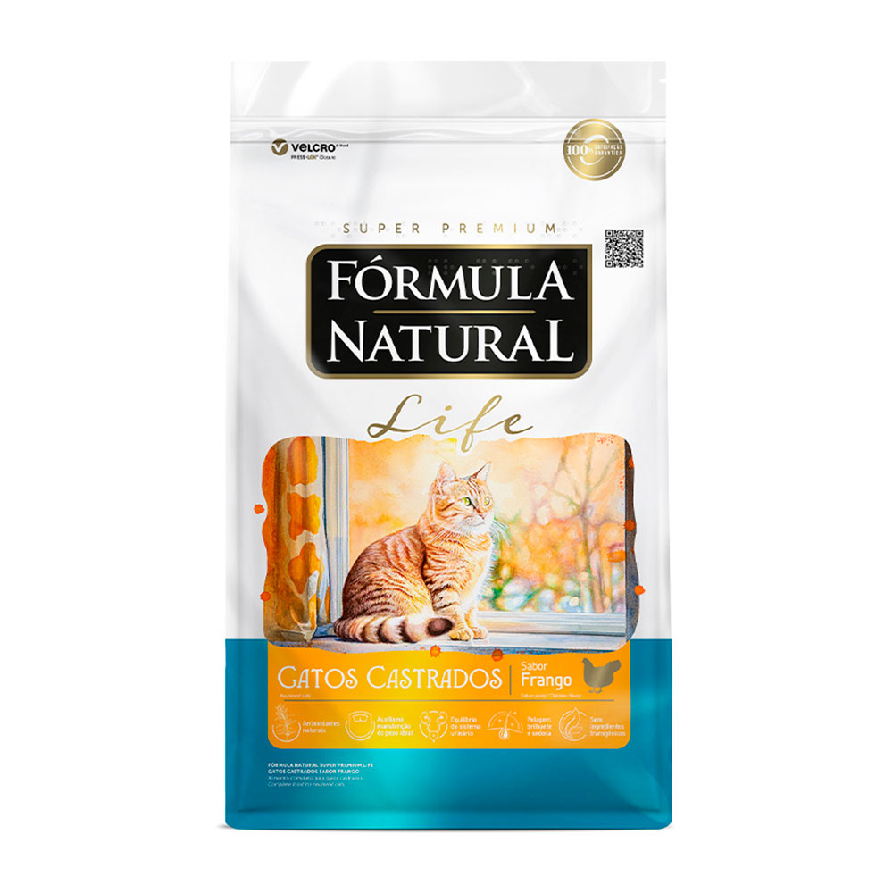 Ração Fórmula Natural Life Gatos Adultos Castrados Frango 1kg
