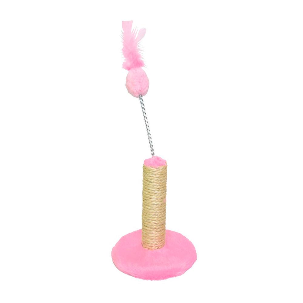Arranhador Para Gatos Redondo Pequeno Pelúcia Rosa São Pet 18x18x23cm