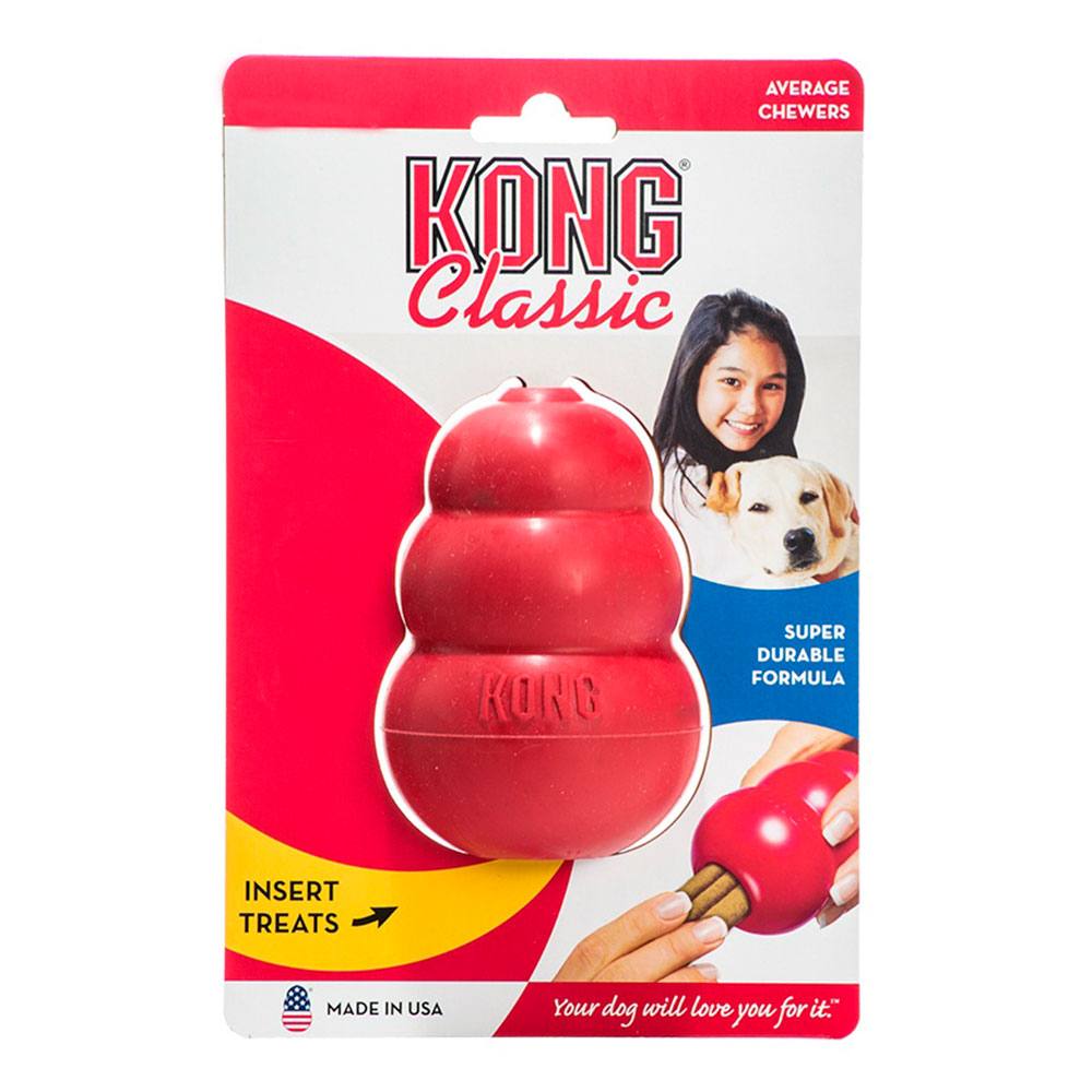Brinquedo Interativo Para Cães Kong Classic com Dispenser Para Petisco Vermelho P