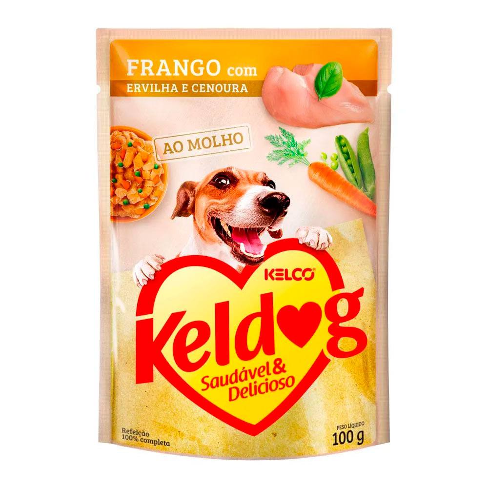 Ração Úmida Keldog Sachê Para Cães Frango, Ervilha e Cenoura 100g