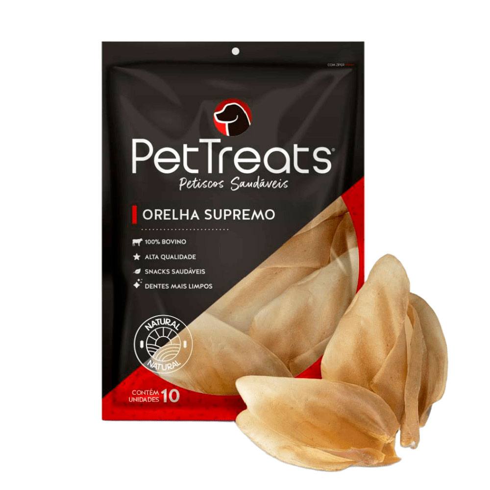 Orelha Bovina Supremo Para Cães PetTreats 10 Unidades
